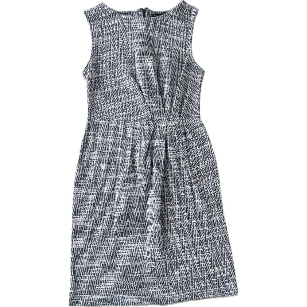 Banana Republic Tweed Blue and White Dress Size 4 Knee Length Twist Waist Accent